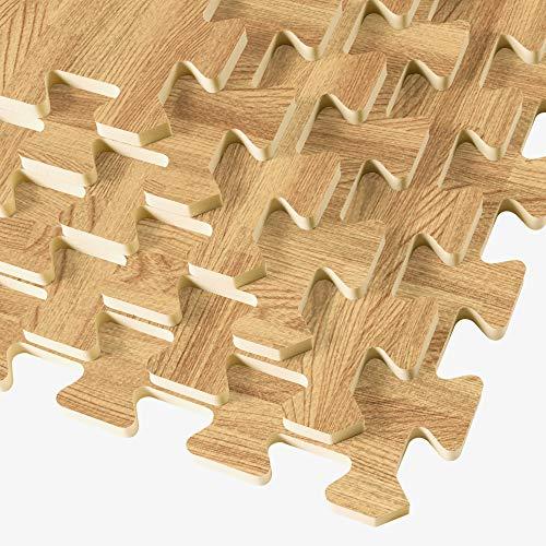 We Sell Mats Forest Floor 5/8 Inch Thick Printed Foam Tiles, Premium Wood Grain Interlocking Foam Floor Mats, Anti-Fatigue Flooring, White Oak, 24 Sq Ft