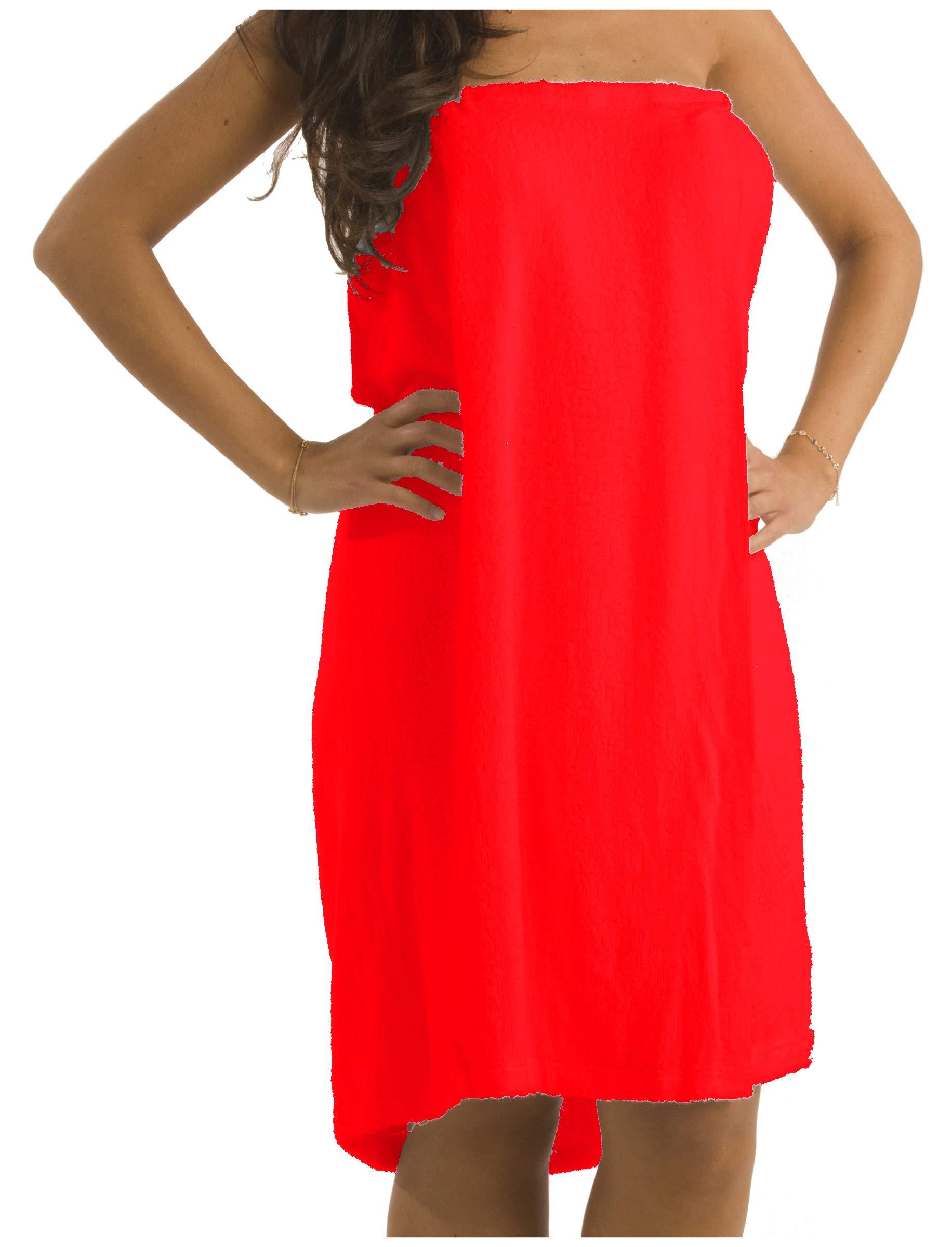 BY LORA BY LORA Womens Spa Wrap Towels, Bath Towel Wrap Microfiber with Pocket Quick Dry Body Shower Wrap - One Size, Red