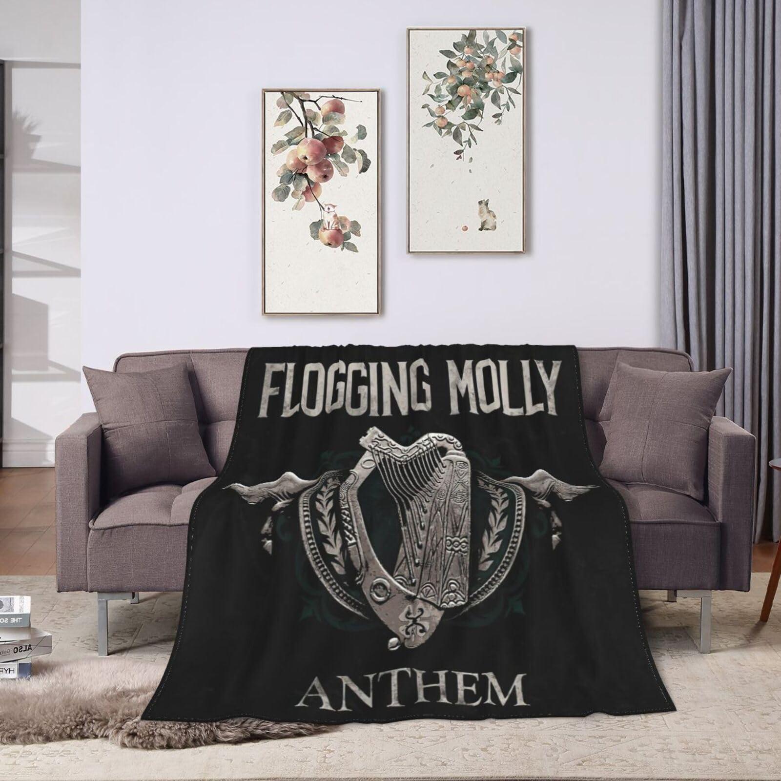 UWECOLORS Flogging Punk Music Molly Band Throw Blanket Ultra Soft Plush Bedding Cozy Flannel Blankets Perfect for Sofa Couch Bed Bedroom Decorations 50\"X40\"