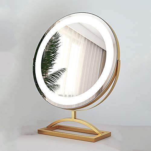 Bathroom mirror Modern and Simple Makeup Mirror with lamp Desktop LED lamp Desktop Charging Beauty Supplement Light Large Mirror Free 10 Times Mirror Gold White Black Rose Gold 3039,4049.2,5060cm