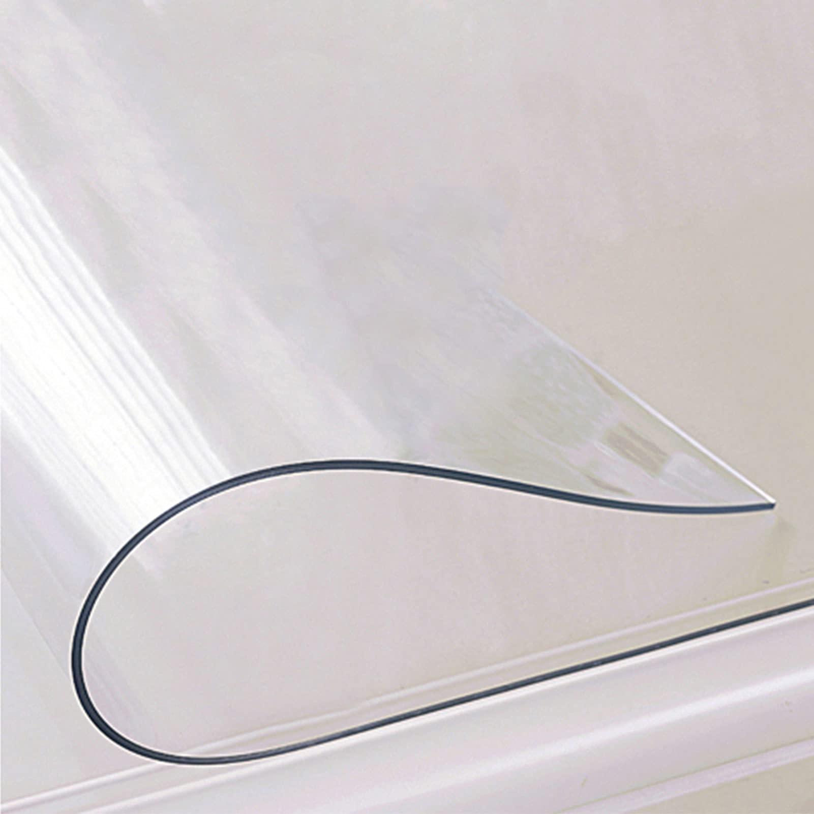 DTDMY Plastic Table Cloth,Multi Size Table Protector Pad-PVC Vinyl Top Protector for Rectangle Desk,Wood Table Cover for Dining Table -Waterproof Oil-Resistant Tablecloth Sheet(2mm Thick)