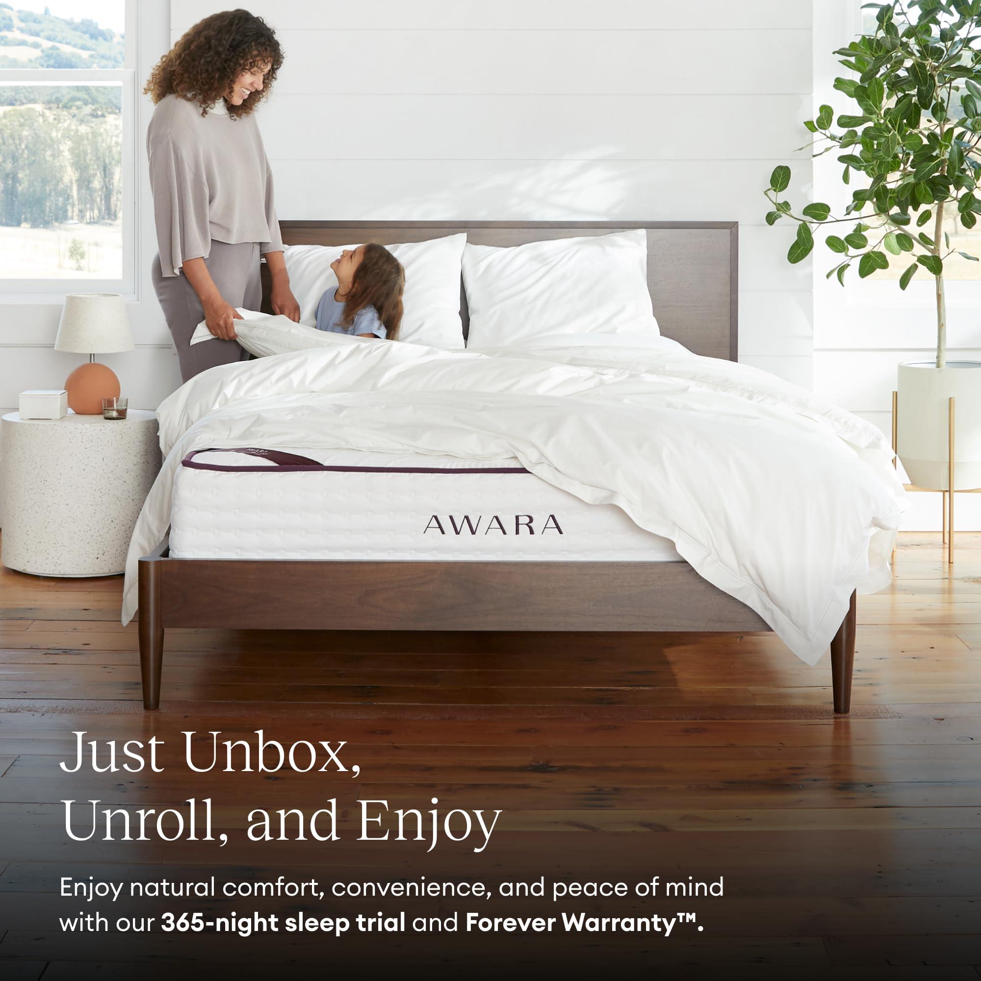 AWARA AWARA Natural Hybrid King Mattress 10 Inch - Certified Natural Latex - Sustainable New Zealand Wool - Steel Springs - 365-Night Trial, White