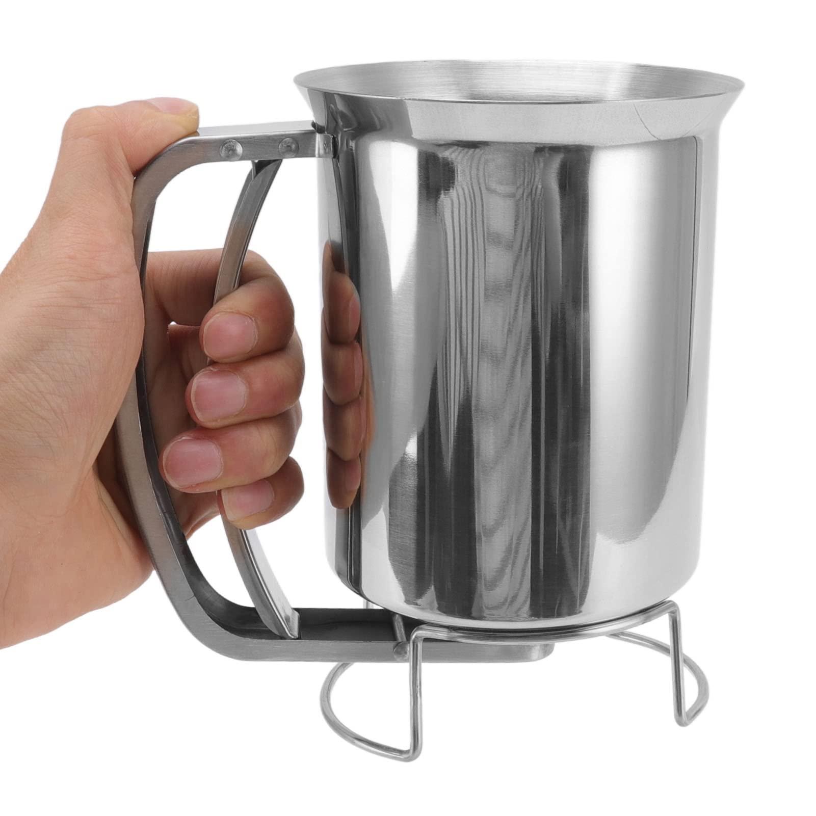 JANCAN Pancake Batter Dispenser, Batter Mixer Dispenser,Handheld Stainless Steel Pancake Pourer for Baking Cupcakes Muffins,Great for Baking,Cupcakes,Muffins-Cooking Crepes,Waffles,10.5x16.2cm