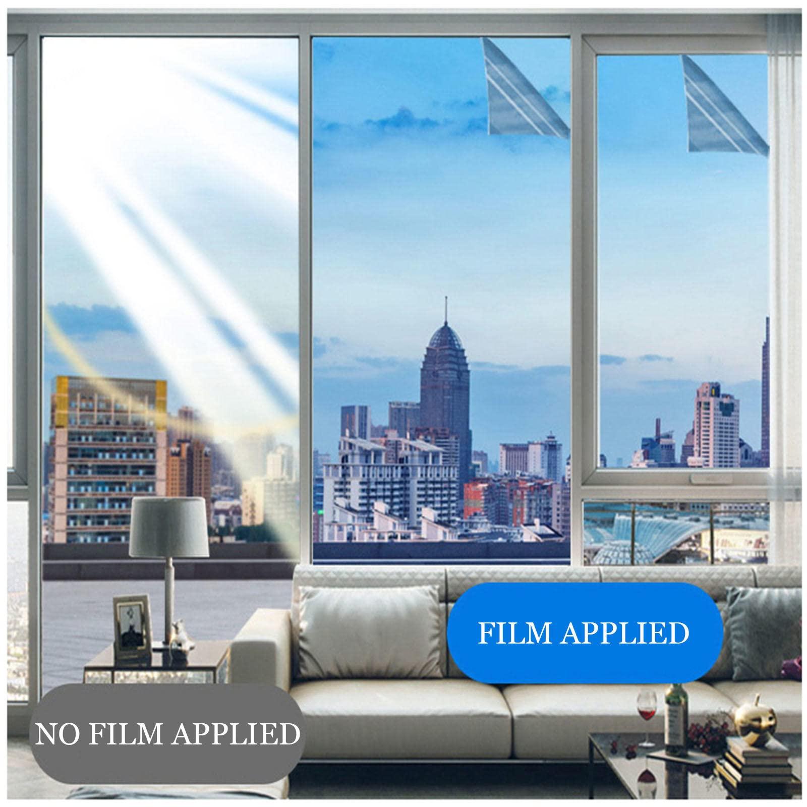 Widppsopt One Way Mirror Window Film, Reflective Window Film, Daytime Privacy Mirror Film, Window Tint, Heat Control Sun Protection Window Film for Home Office,WxH-130x300cm(51 * 118in)