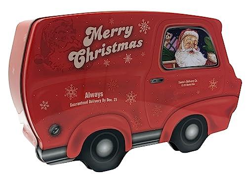 The Tin Box Company Santa Christmas Van Cookie Tin with Lid