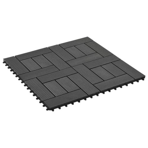 vidaXL vidaXL Black Decking Tiles - 11 pcs - Water-Resistant Wood Plastic Composite (WPC) - 11.8"x11.8" Size - 1 sqm Coverage - Perfect for Patios, Balconies, Pool and Spa Area
