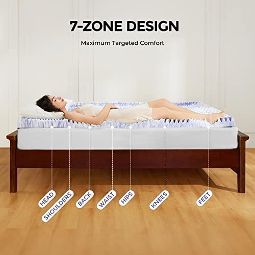Dreamsmith Dreamsmith 2 Inch 7-Zone King Memory Foam Mattress Topper, Cooling Gel Infused Foam Mattress Topper King for Pressure Relief, CertiPUR-US Certified