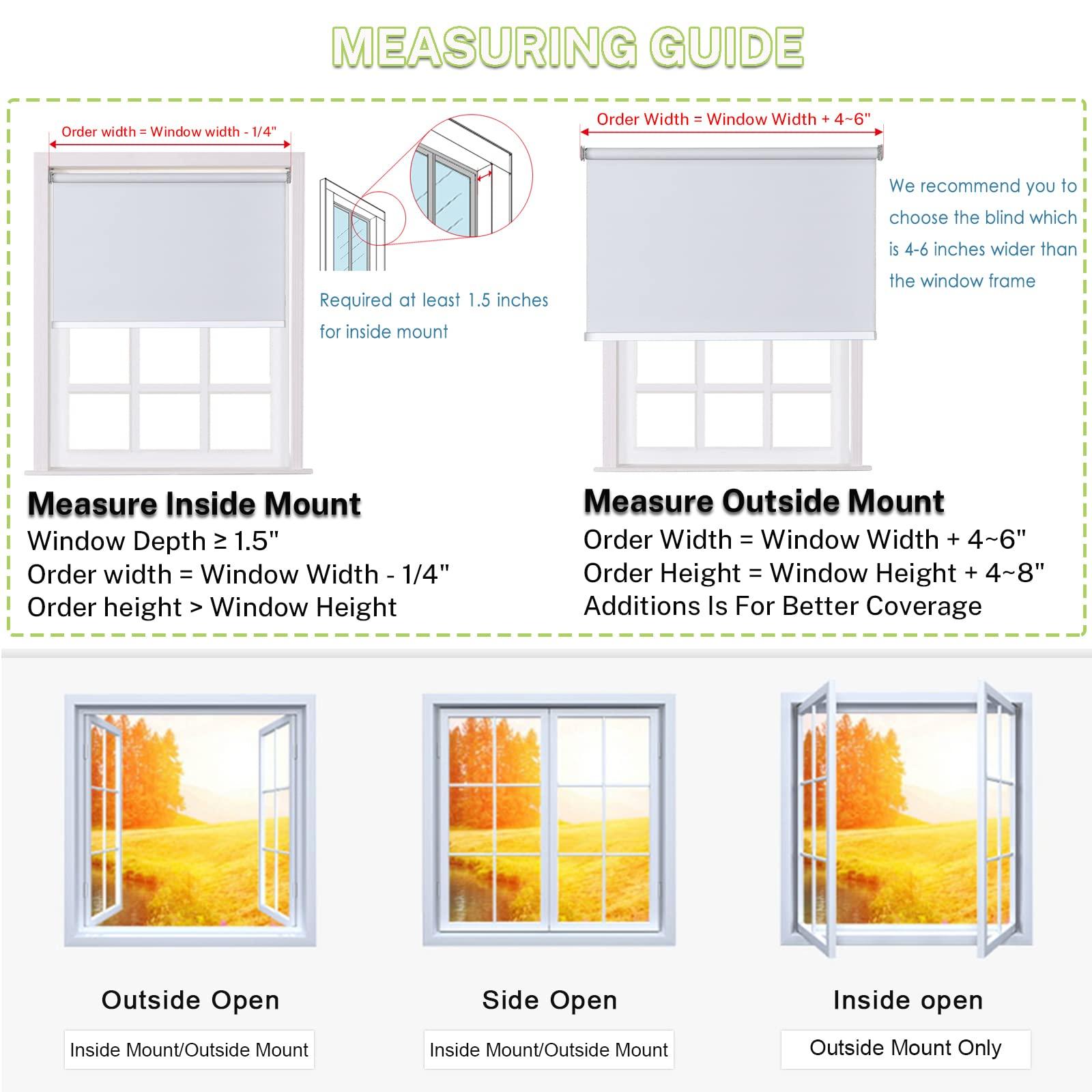 fhsblinds FHSBLINDS Custom Blinds for Windows Roller Shades for Windows-Room Darkening Waterproof Blackout Cut to Size Window Blinds & Shades for Home Kitchen Bedroom Office (White 100% Blackout, 38"W x 80"H)