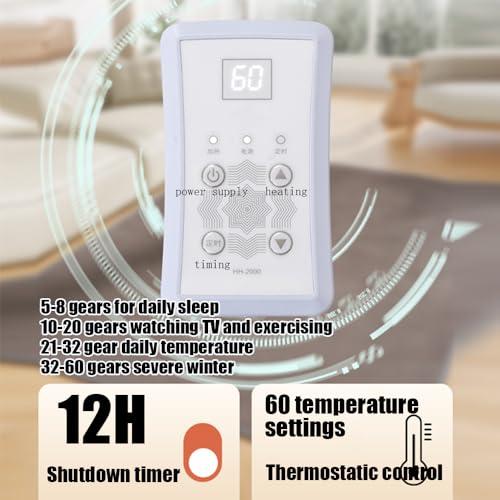 vhdurike vhdurike Extra Large Heated Floor Mat, Adjustable Temperature Electric Heated Foot Warmers, Radiant Heated Area Rug, Carbon Crystal Heating Pad for Office Home,150x200cm