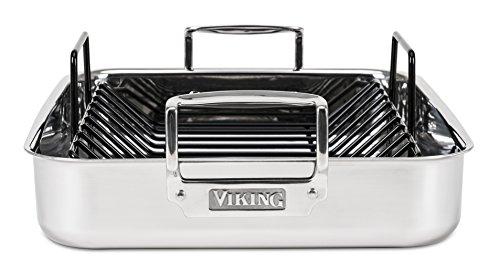 Viking Culinary Viking Culinary 3-Ply Stainless Steel Roasting Pan, Includes a Nonstick Rack, Dishwasher, Oven Safe, Works on All Cooktops including Induction