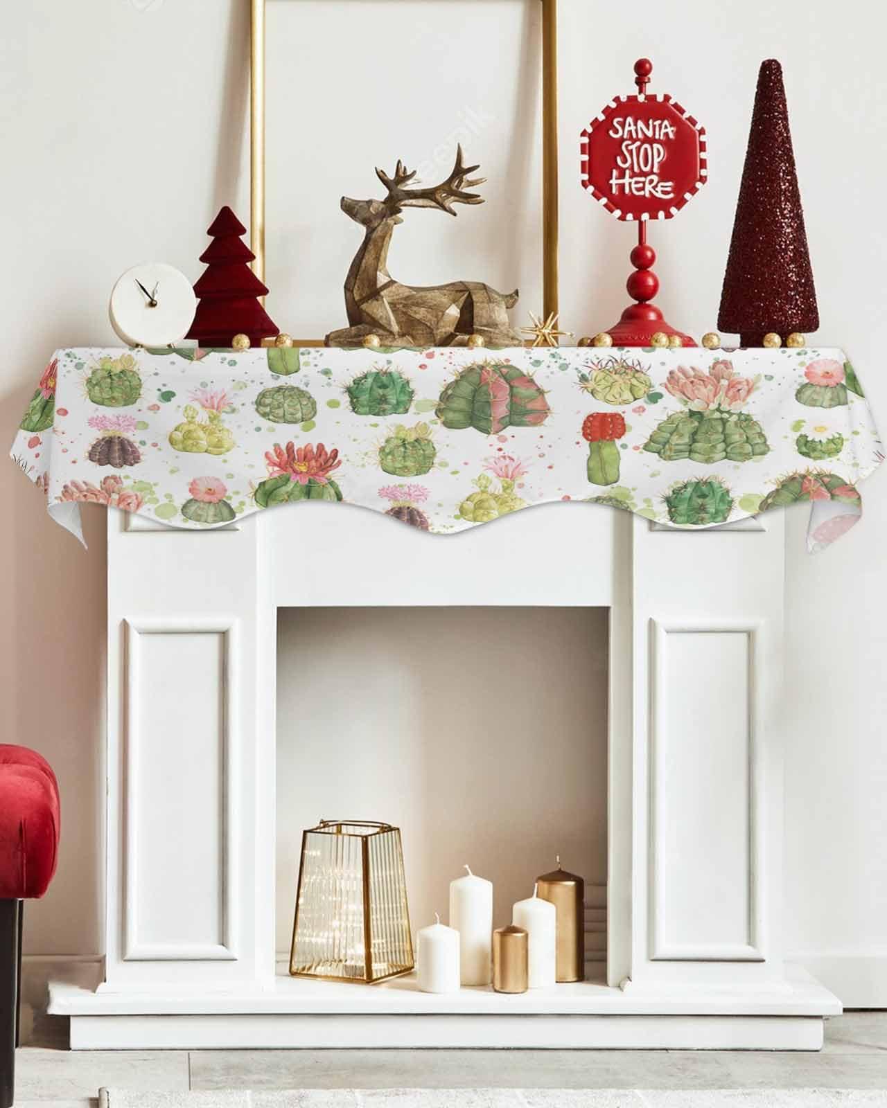 Victoroes Victoroes Summer Mantle Scarf 90 x 17 Inch, Tropical Plants Cactus Flowers Fireplace Mantel Scarf Mantle Cover Runner for Home Living Room Indoor Holiday Party Decor