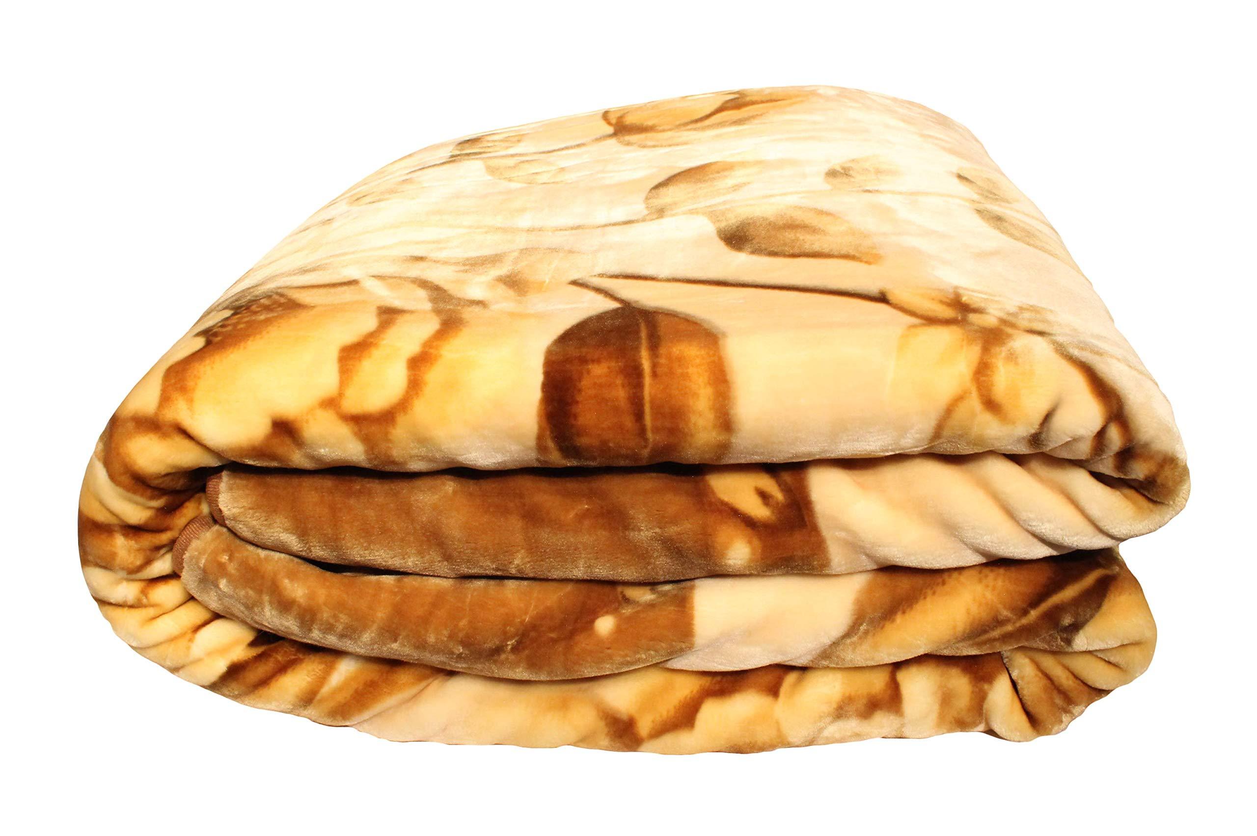 SOLARON SOLARON Original Heavy Mink Plush Korean Durable Blanket (Brown Flowers, Queen)