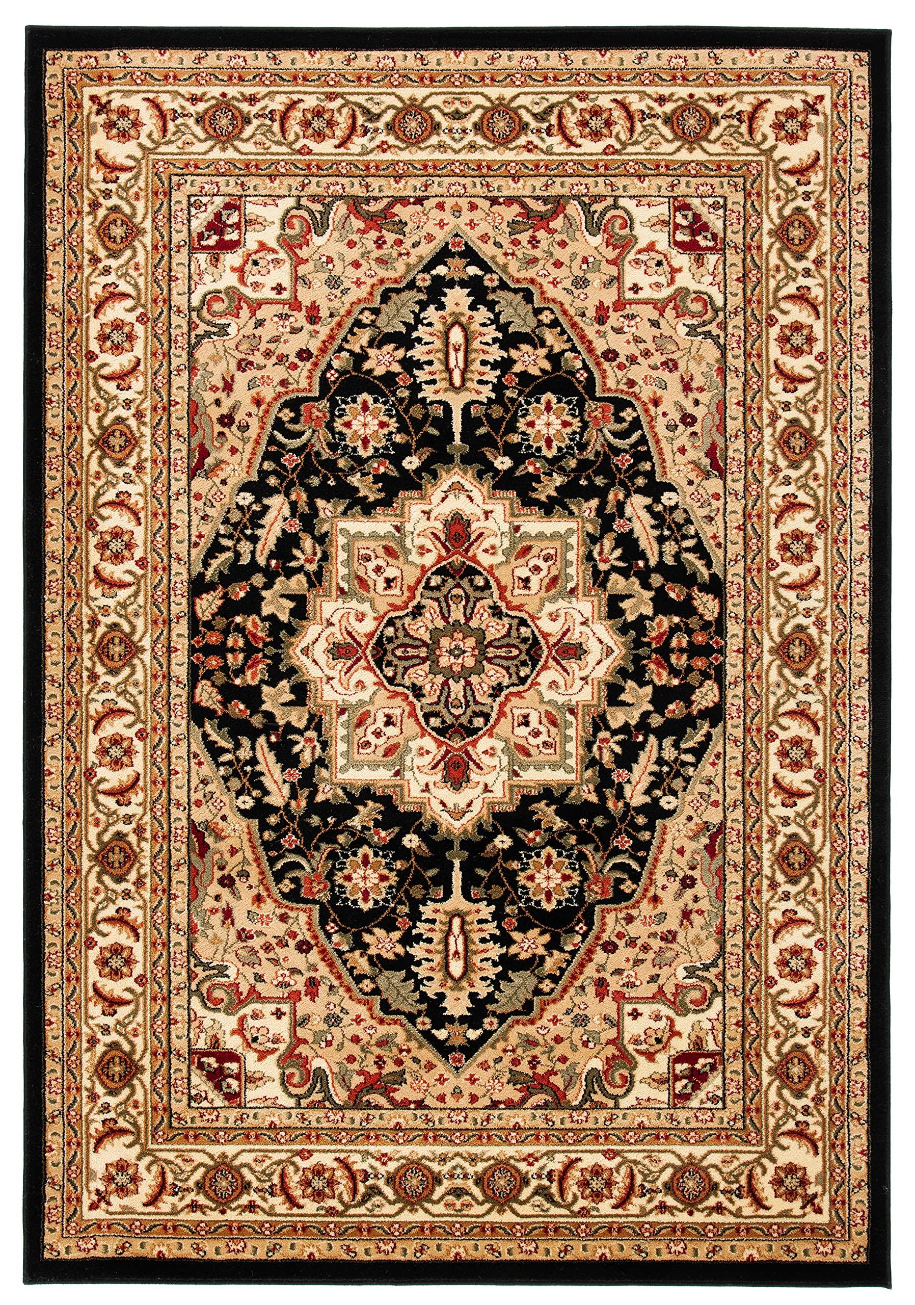 Safavieh SAFAVIEH Lyndhurst Collection Area Rug - 5'3" x 7'6", Black & Beige, Traditional Oriental Design, Non-Shedding & Easy Care, Ideal for High Traffic Areas in Living Room, Bedroom (LNH330Z)