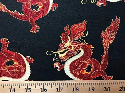 Generic Chinese Dragon Asian Red Fire Toss Dragons Black Handcrafted Valance