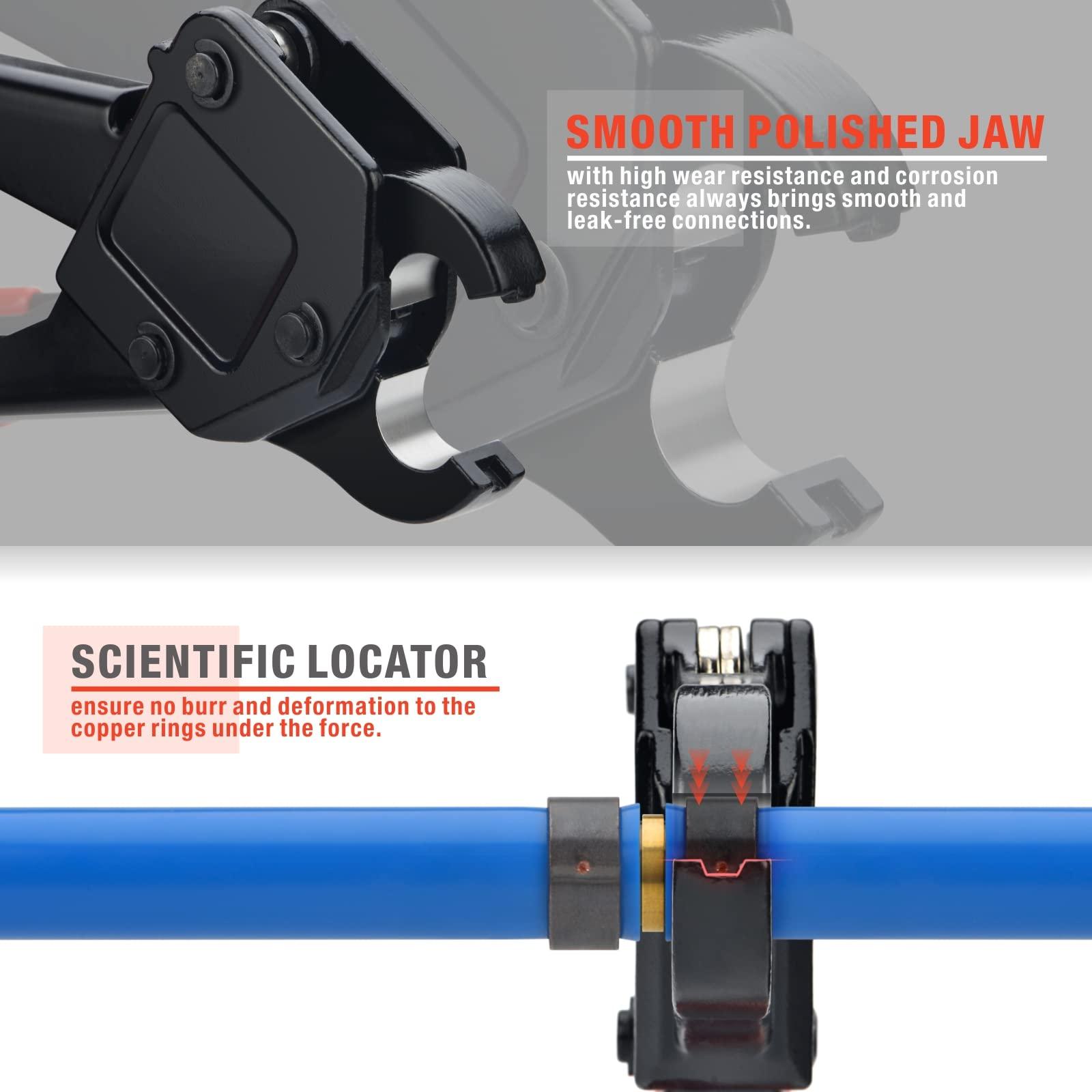 IWISS iCrimp Angle Head F1807 PEX Pipe Crimping Tool for Copper Rings - 1/2&3/4-inch Two Crimper Set with Cutter, Suitable for Tight Spaces