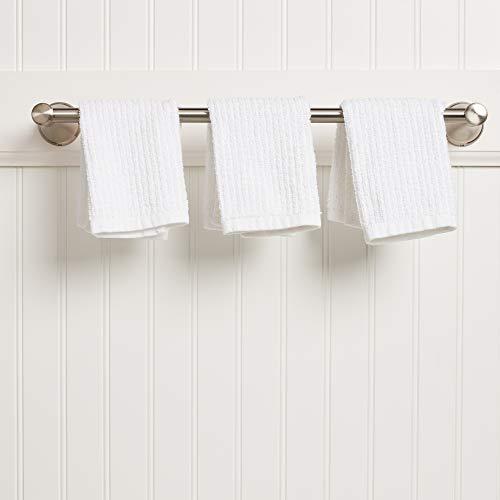 Living Fashions Bar Mop Cleaning Kitchen Dish Cloth Towels,100% Cotton, Machine Washable, Everyday Kitchen Basic Utility Bar Mop Dishcloth Set of 12, White