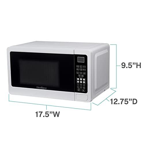 West Bend West Bend WBMW71W Microwave Oven 700-Watts Compact with 6 Pre Cooking Settings, Speed Defrost, Electronic Control Panel and Glass Turntable, White