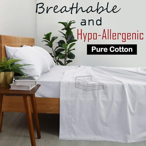 Cottington Lane Extra Long Twin XL Sheets Dorm-Twin XL Sheets-Cotton Bed Sheets Twin XL Size-College Dorm Room Bed Sheets Twin XL-16 Inch Deep Pocket Twin XL Fitted Sheet with Elastic All Around(White)