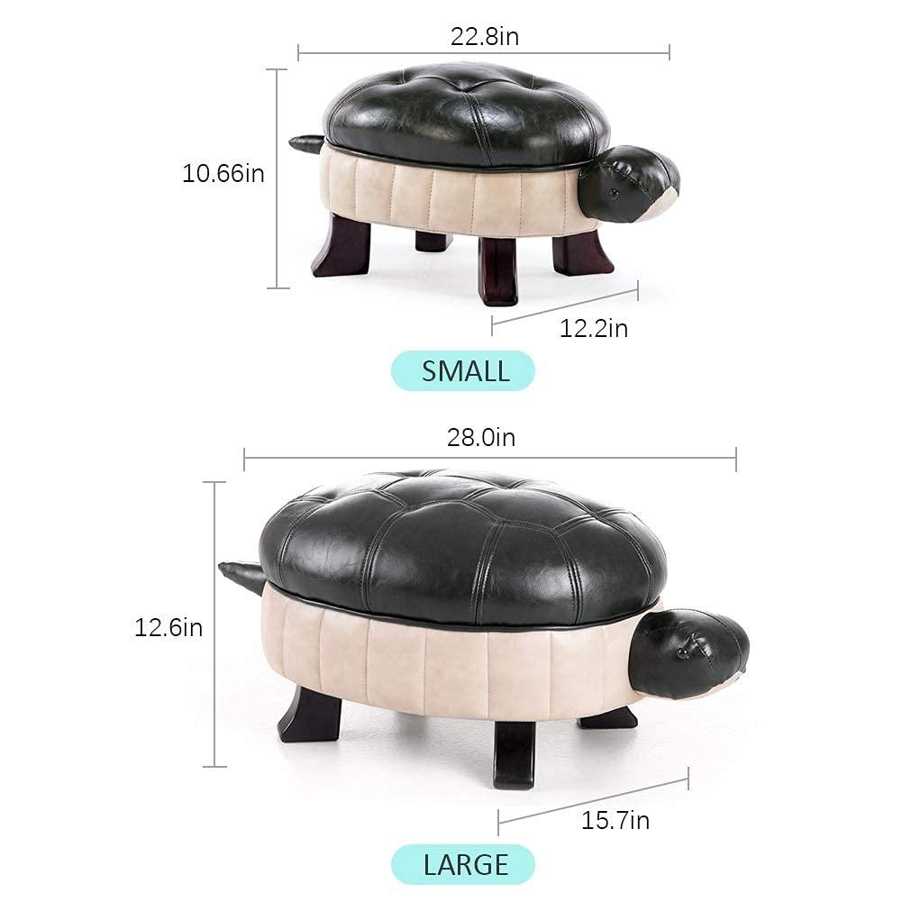 Kelendle Kelendle Animal Footstool Turtle Upholstered Ottoman PU Leather Pouf Wood Foot Stool Rest for Living Room Bedroom Sofa Bench Seat Chair, Grass (Small, Dark Green)
