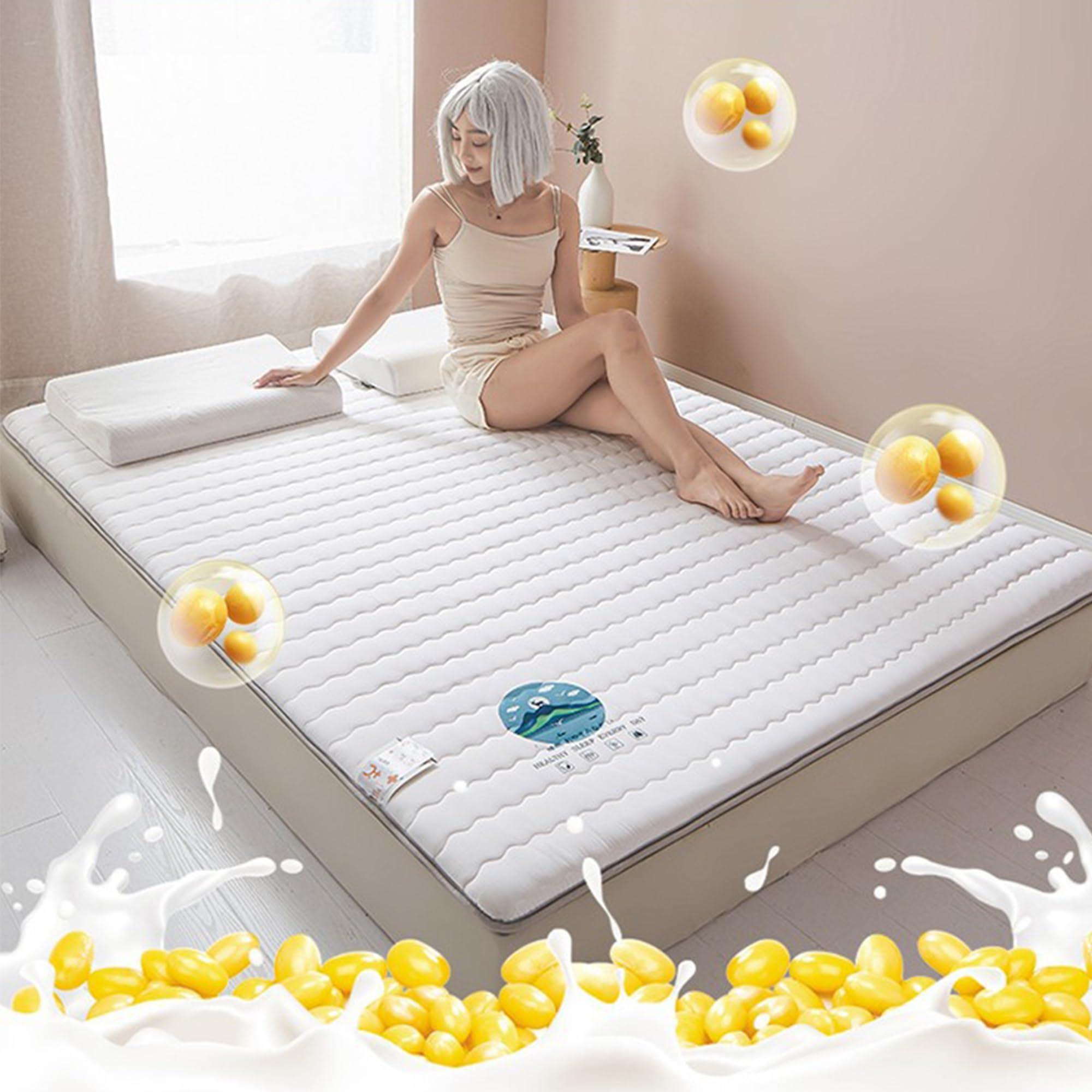 KIDDOKIN Japanese Floor Mattress Futon Mattress Queen Size,Japanese Tatami Mat Sleeping Pad Twin Full Queen King Size Bed with Non Slip Bottom,Thick Folding Sleeping Pad Breathable Floor Lounger Guest Bed ( Co