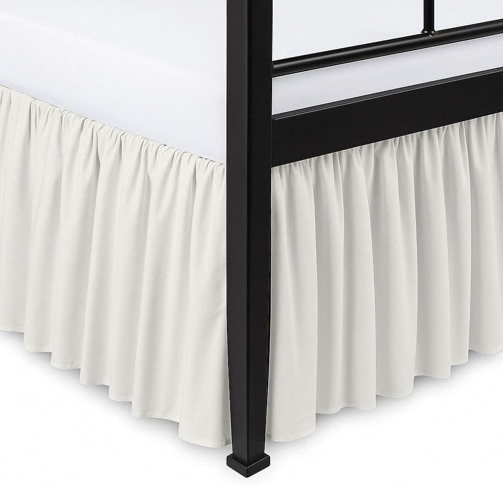 Exotic Linen Ruffled Bed Skirt Split Corners Ultrasoft Poly Cotton/Microfiber Upto 24\" Drop Expertise Tailored Fit Wrinkle Free Bed Skirt Dust Ruffle (Full XL-Ivory)(Available in All Bed Sizes and 10 Colors)