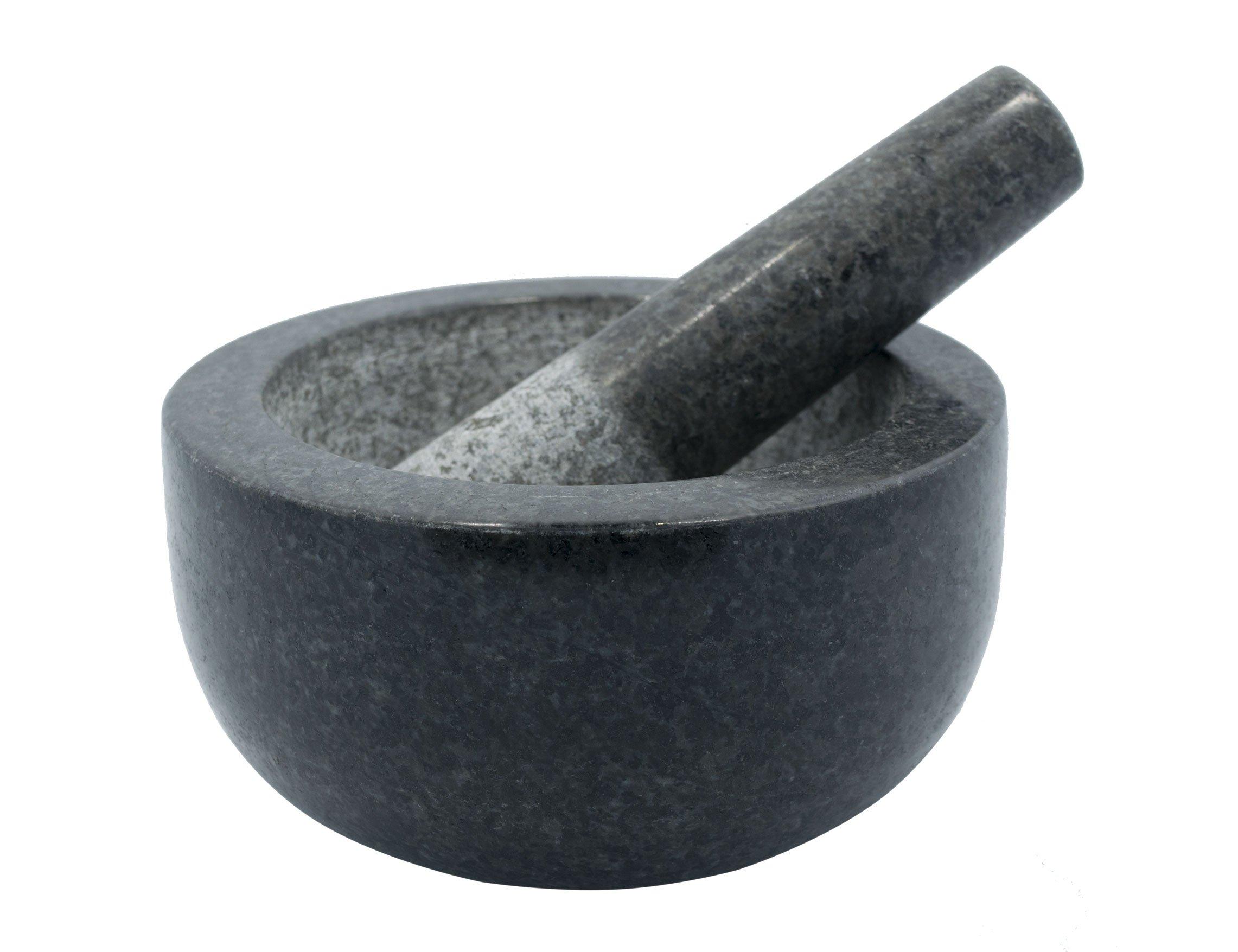Kota Japan Kota Japan Large Black Granite Mortar & Pestle Natural Stone Grinder for Spices, Seasonings, Pastes, Pestos and Guacamole