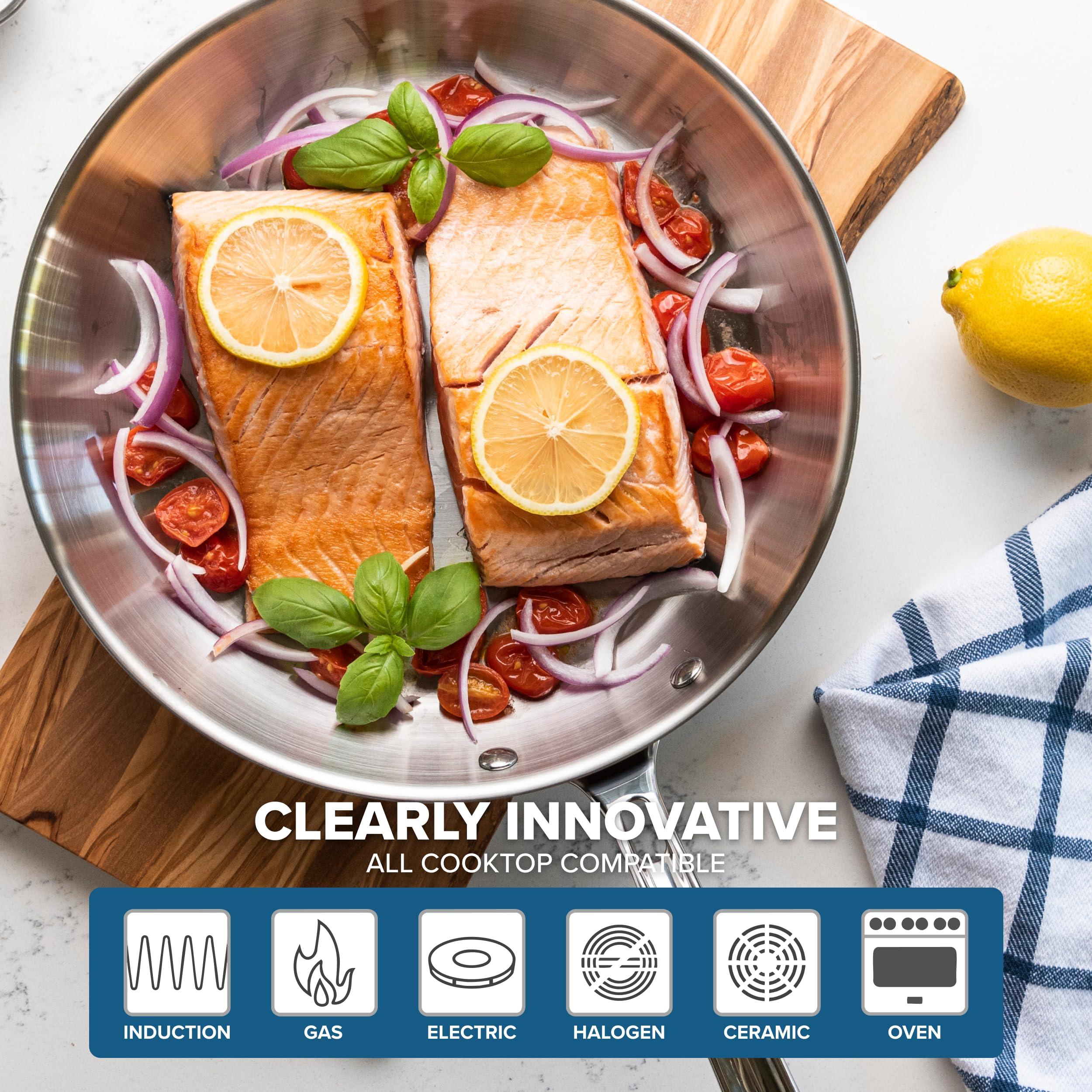 Viking Culinary Viking Culinary Professional 5-Ply Stainless Steel Fry Pan, 12 Inch, Ergonomic Stay-Cool Handle, Dishwasher, Oven Safe, Works on All Cooktops including Induction