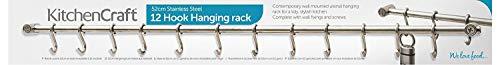 Kitchen Craft Kitchen Craft KitchenCraft KCRACKDL Kitchen Utensils Hanging Rack with 12 Hooks, Easy to Install, Gift Boxed, Stainless Steel, 52 cm, Silver