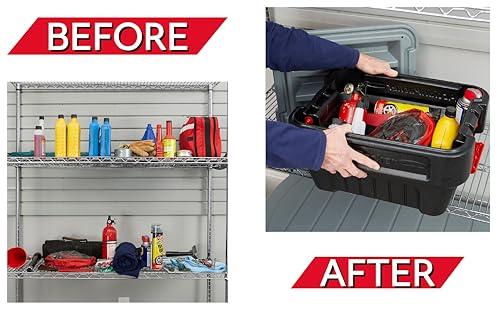 Rubbermaid Rubbermaid ActionPacker 8 Gal Lockable Storage Box Pack of 4, Outdoor, Industrial, Rugged, Grey and Black