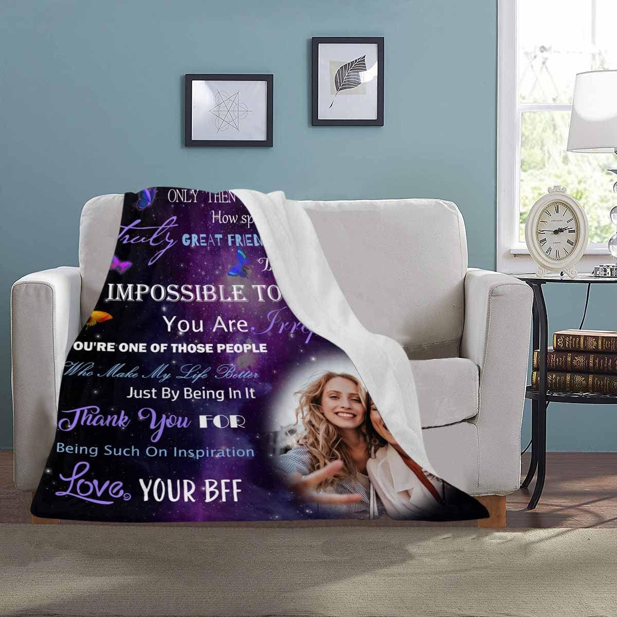 MyPupSocks MyPupSocks Custom Best Friend Blanket Birthday Gifts for Women, Customized Galaxy Space Bed Blanket with Photo Personalized Friendship Blankets with Picture for Besties 60x80