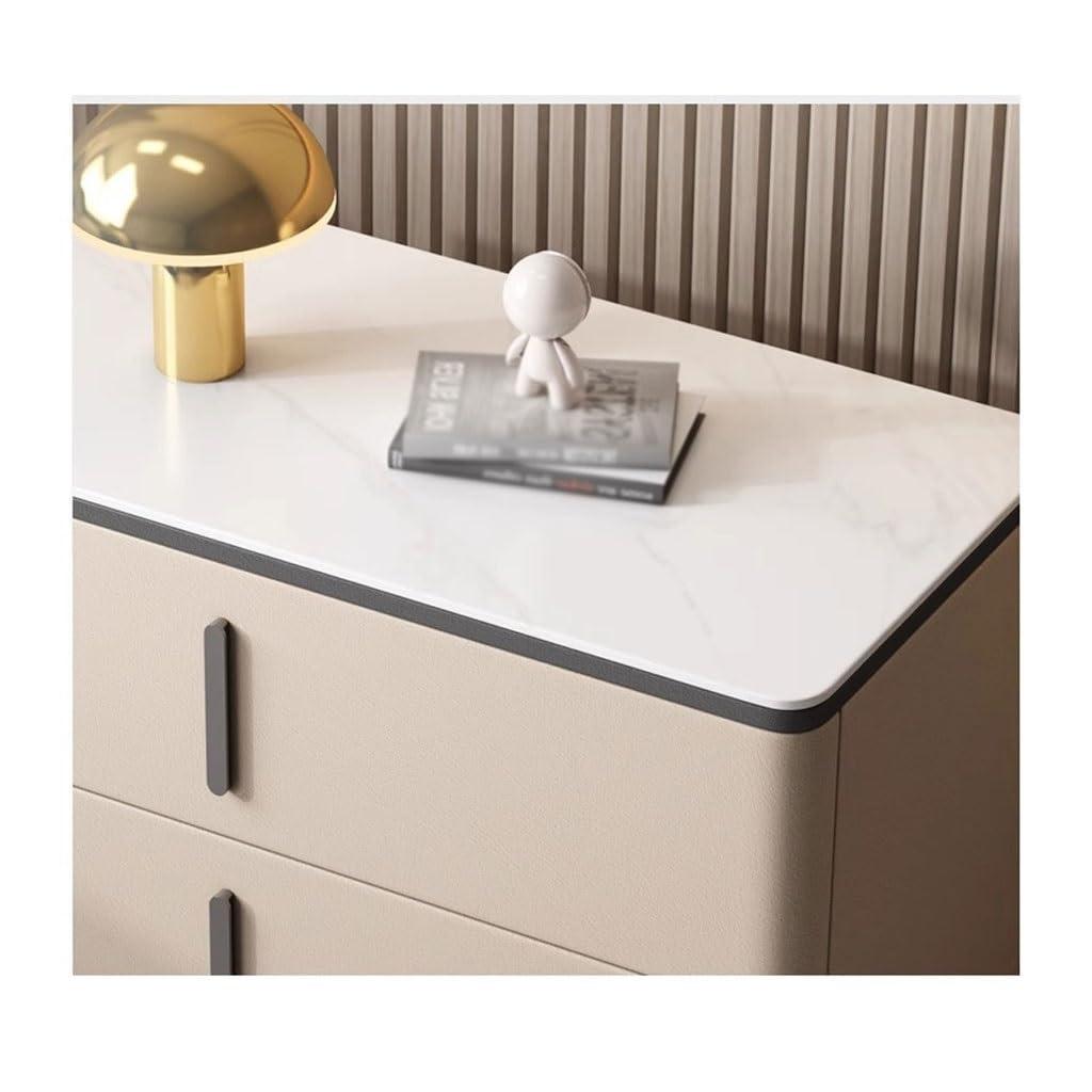 DIEYPOL DIEYPOL Night Stand Simple Modern Cream Style Minimalist Large Bedside Table Slate Bed Bedstand(3,70cm)