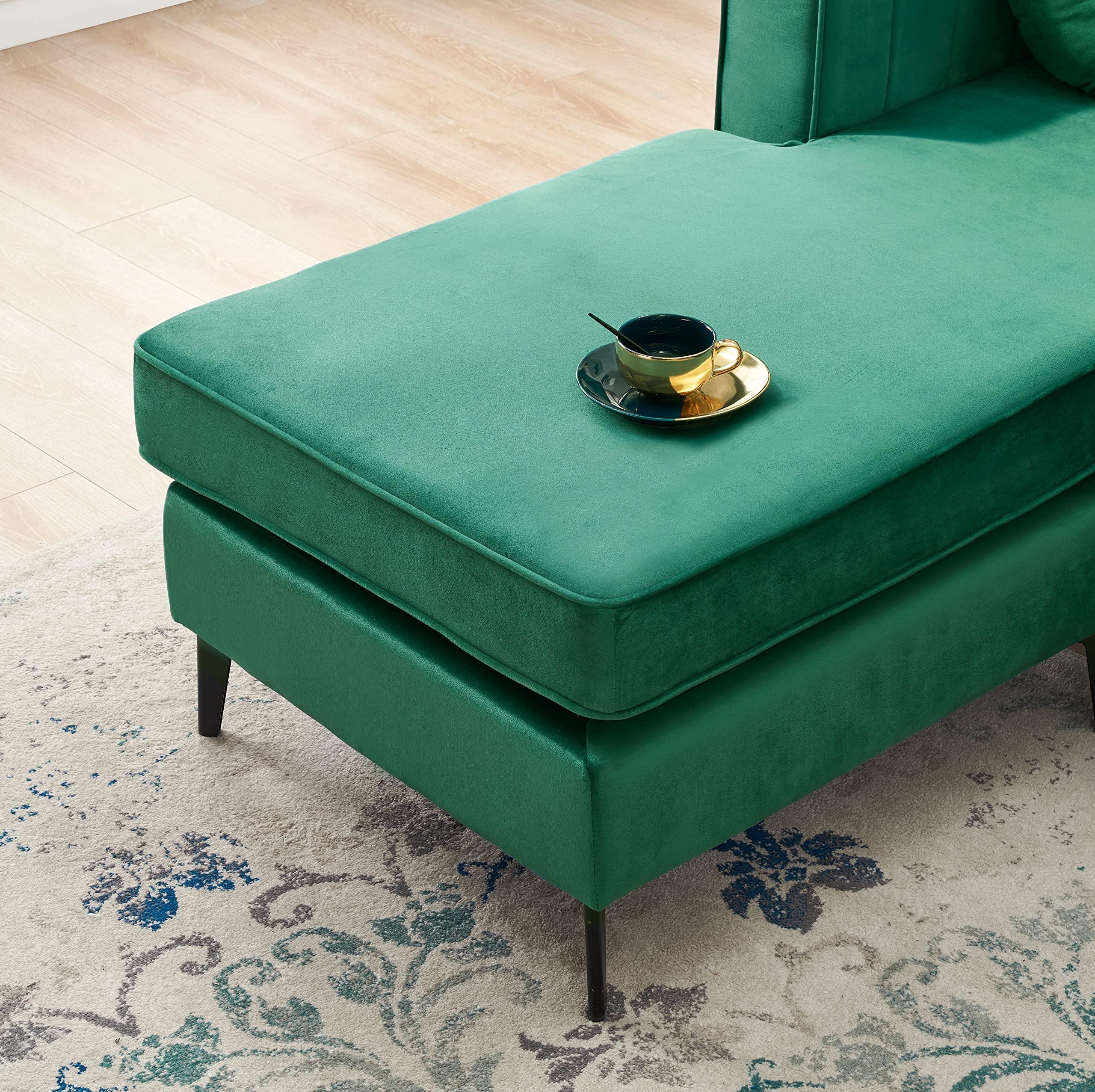 ViolaDresses ViolaDresses Velvet Corner Living Room Sofa Green