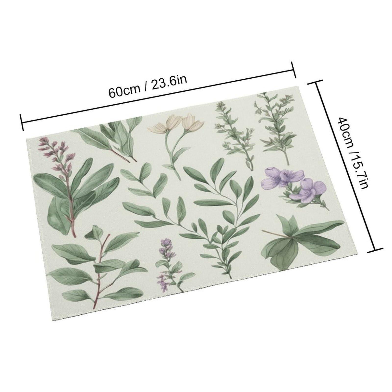 ZXDSKGYN Washable Outdoor Rug Green Flower Herb Sage Leaves and Branches Area Rug Living Room Rug Non-Slip Stain Resistant Carpet for Door Mat,Floor, Entryway, Etc