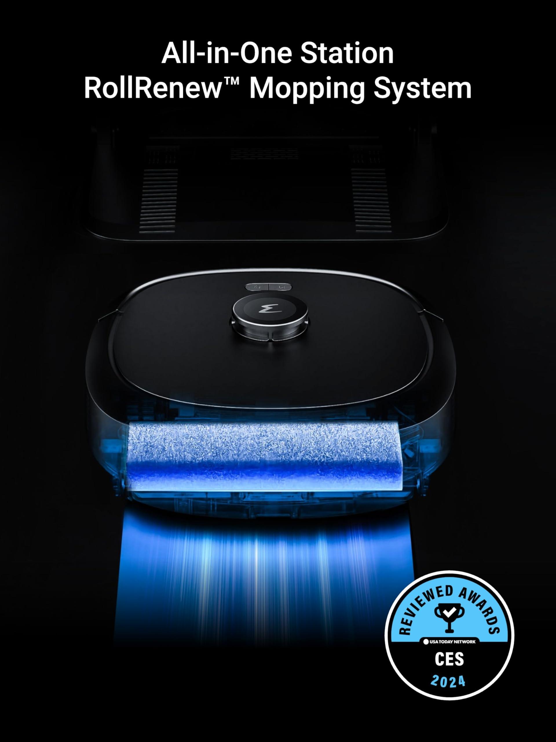 Eureka Eureka J20 Robot Vacuum and Mop with Self Emptying Base, Self Emptying Robot Vacuum, 8000Pa Suction, Auto Mop Washing & Hot Air Drying,3D Obstacle Avoidance, Cycling Belt-Mop Design