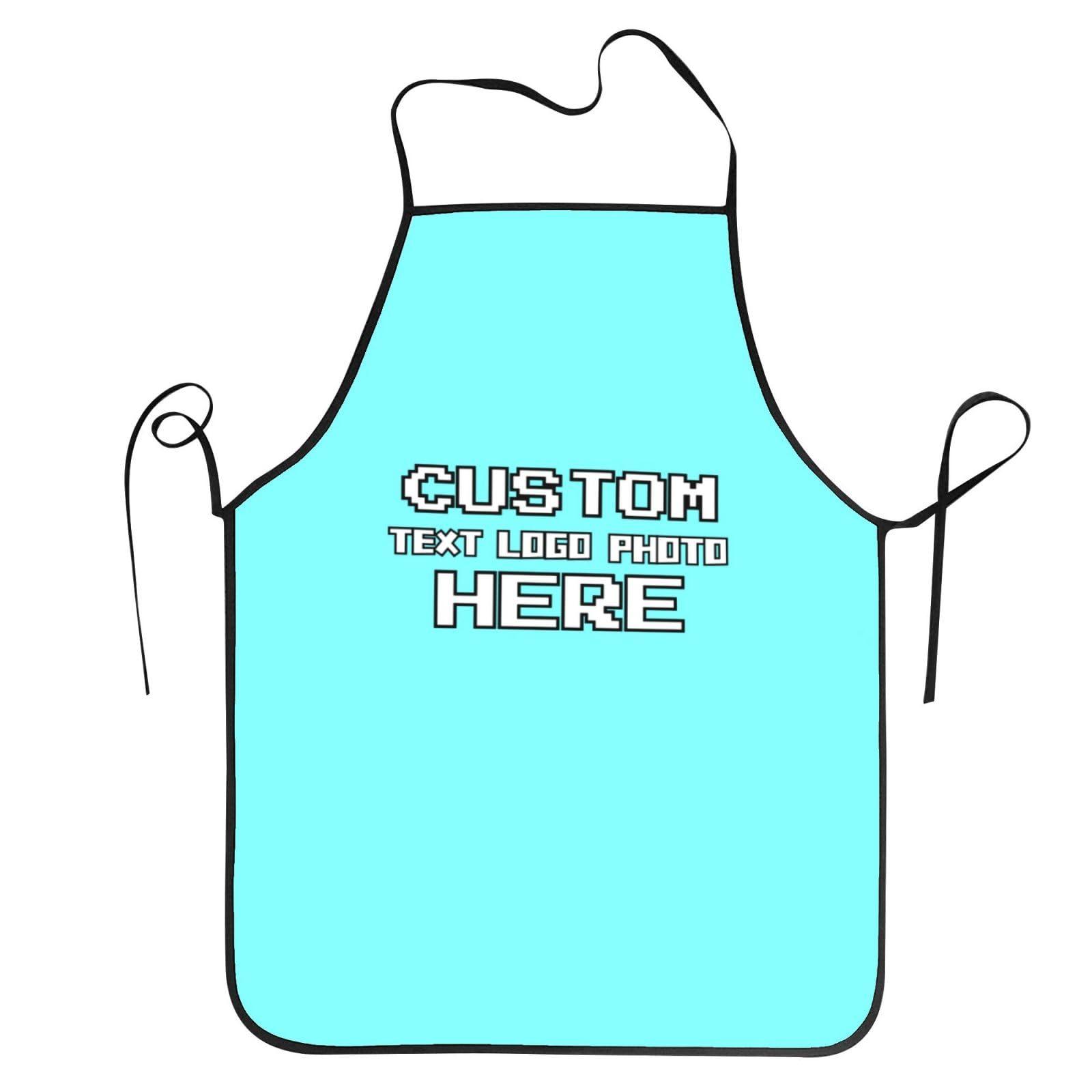 Rziaespj Rziaespj Custom Apron Aprons for Men with Text Logo Photo Name Custom Aprons for Great Gifts Personalized Photos And Text for You Design Gift for Mom Cyan