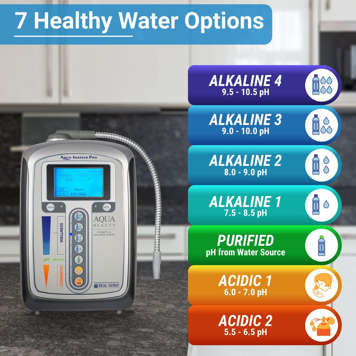 Aqua-Ionizer Pro Aqua Ionizer Deluxe | Water Ionizer | 7 Water Settings | Home Alkaline Water Filtration System | Produces pH 4.5-10.0 Alkaline Water | Up to -600mV ORP | 4000 Liters Per Filter