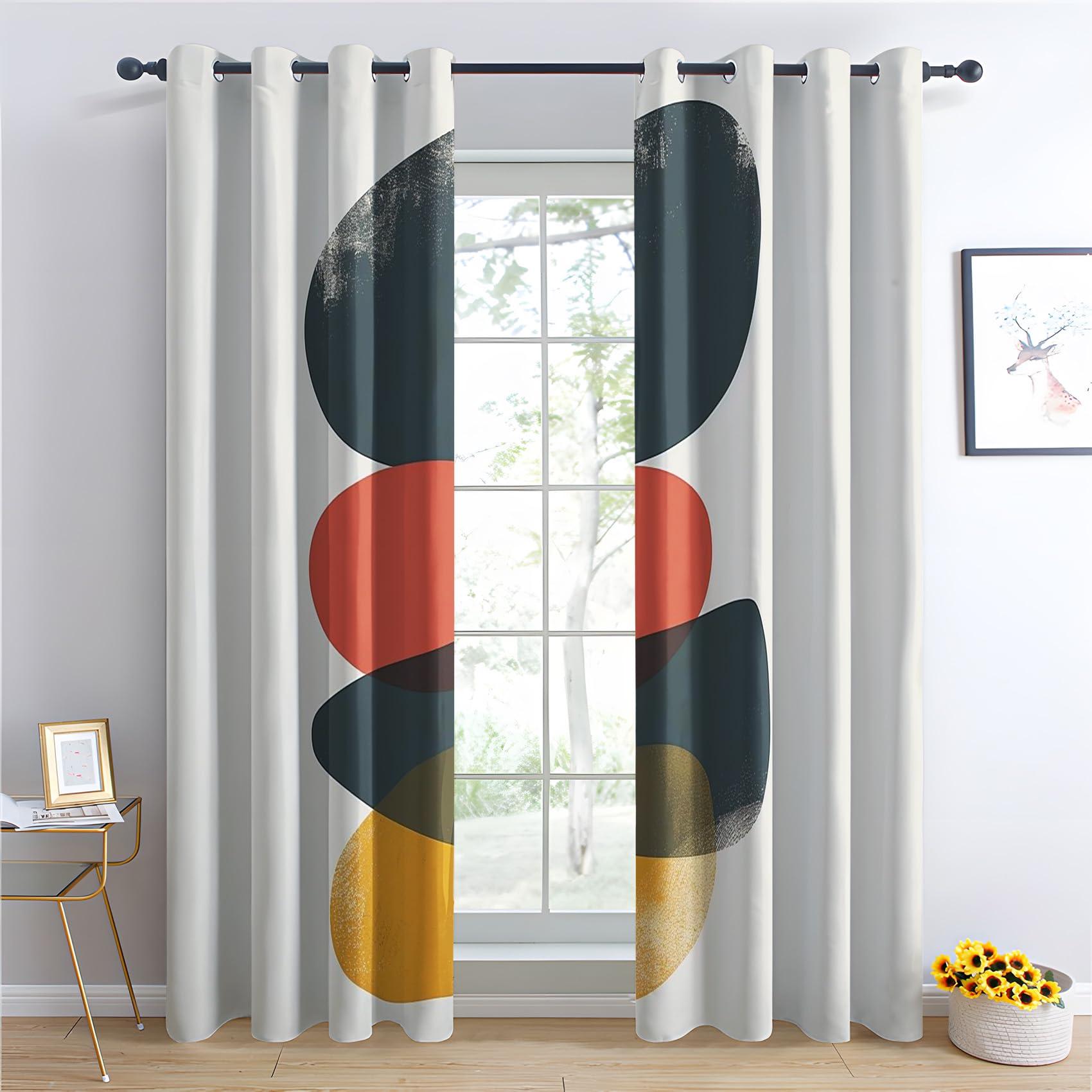 HomeLoft Basics Geometric Curtains, Abstract Blackout Curtains, Modern Drapes, for Living Room Bedroom Curtains, Thermal Insulated & Soft, Room Darkening Grommet Curtains, 2 Panels, 52Wx90L B75-&