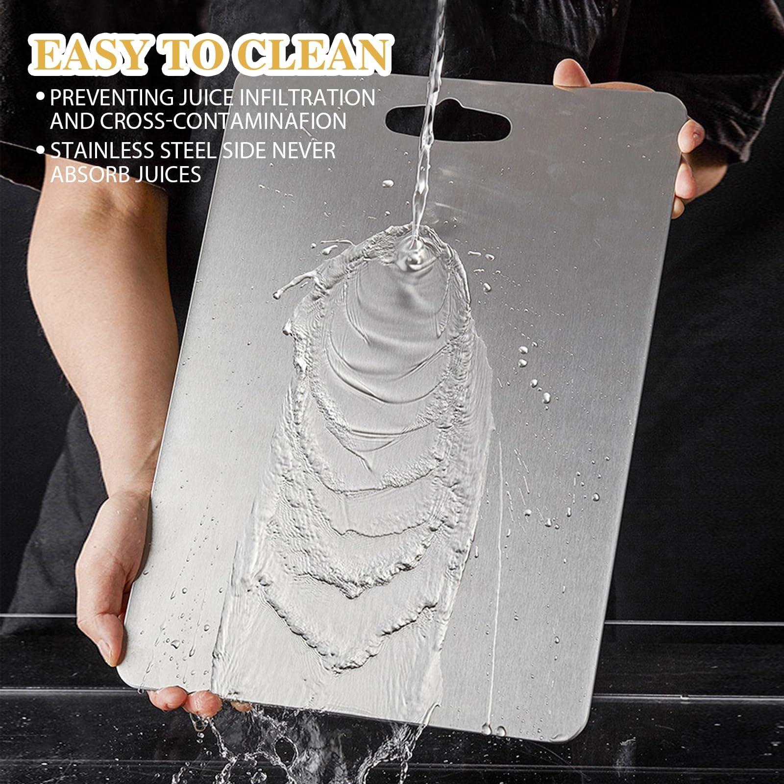 LBHGRMF Yamato Cutting Board, 100% Pure Yamato Titanium Cutting Board - Cutting Edge Hygiene & Durability, Yamato Titanium Cutting Board, Double Sided Stainless Nonstick Chopping Board (15 x 11 in)