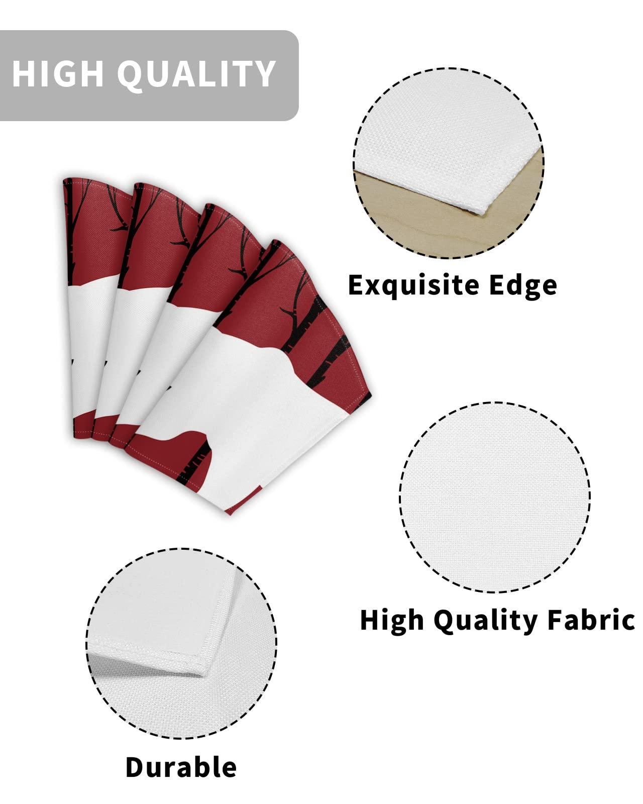 Daleng Christmas Round Table Placemats Set of 6 Christmas Silhouette of Bear Wedge Shaped Placemats Non-Slip Heat Insulation Table Mats Durable Wipeable Placemats for Round Tables Party Decor