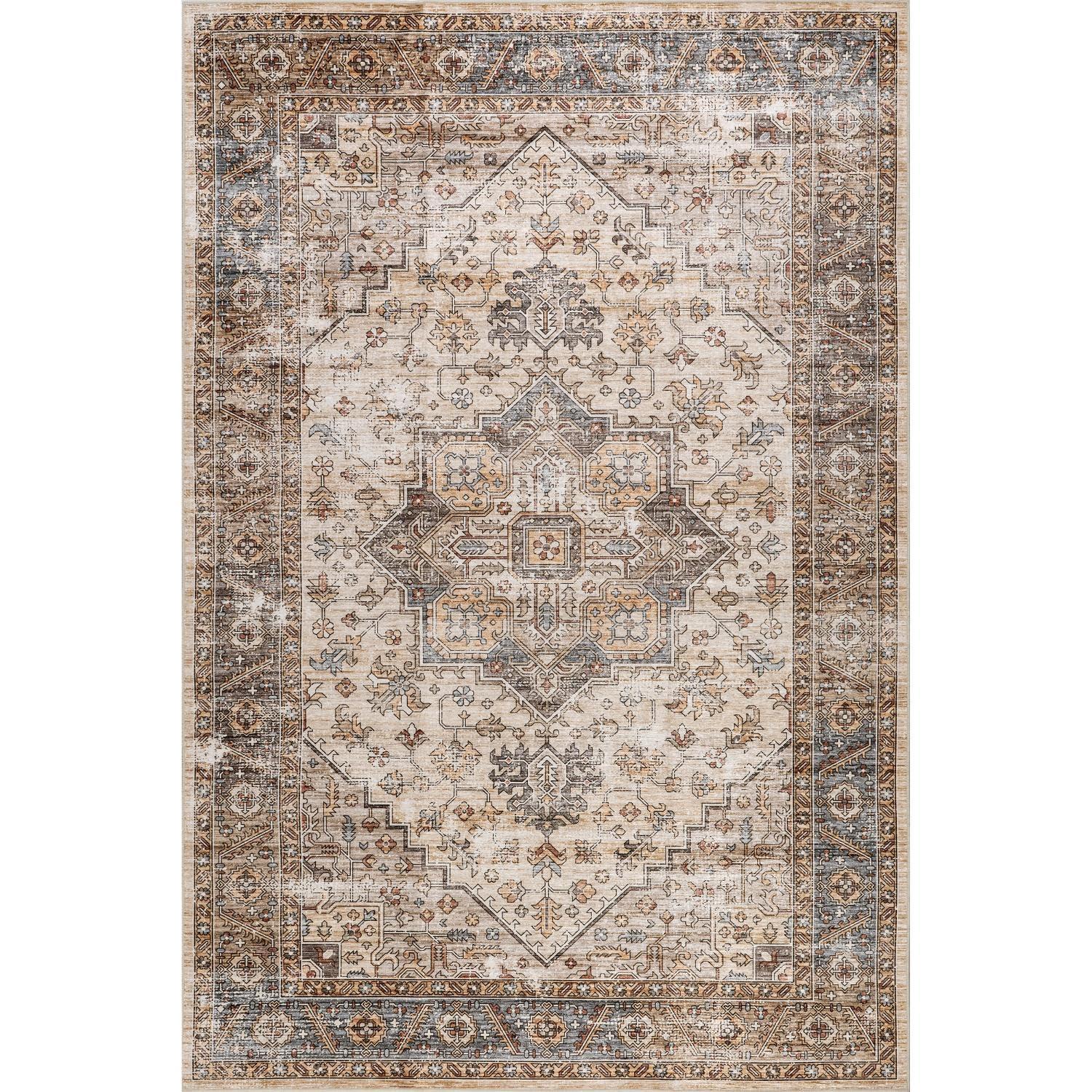 nuLOOM nuLOOM 9' x 12' Splashguard Machine Washable Area Rug with Waterproof Spill Proof Surface, Non Slip Backing and Stain Resistant for Living Room, Bedroom, Kitchen, Dining Room, Purnima Ivory