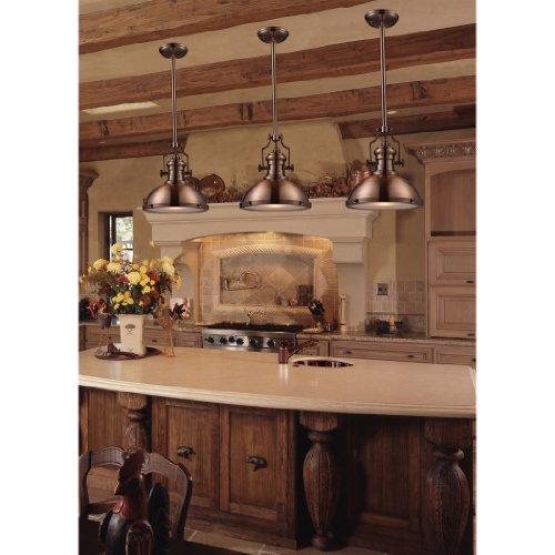 Elk Elk 66565-1 Chadwick 1-Light Pendant with Burl Wood Shade, 13 by 14-Inch, Polished Nickel Finish