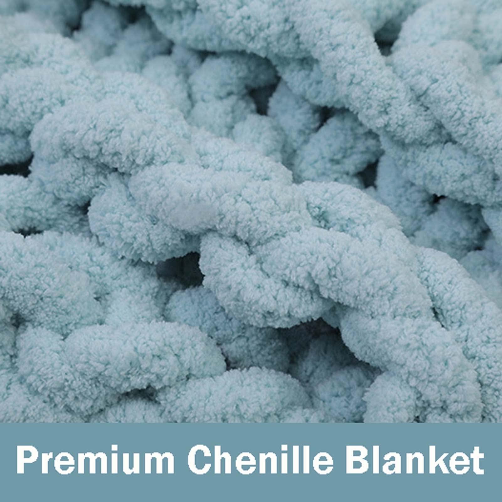 RGRE RGRE 50x60 inch Chunky Knit Blanket Chenille Throw, Handmade Chenille Yarn Cable Knitted Blanket, Knitted Chenille Throw Blanket for Sofa and Couch, Home Decoration Crochet Blankets