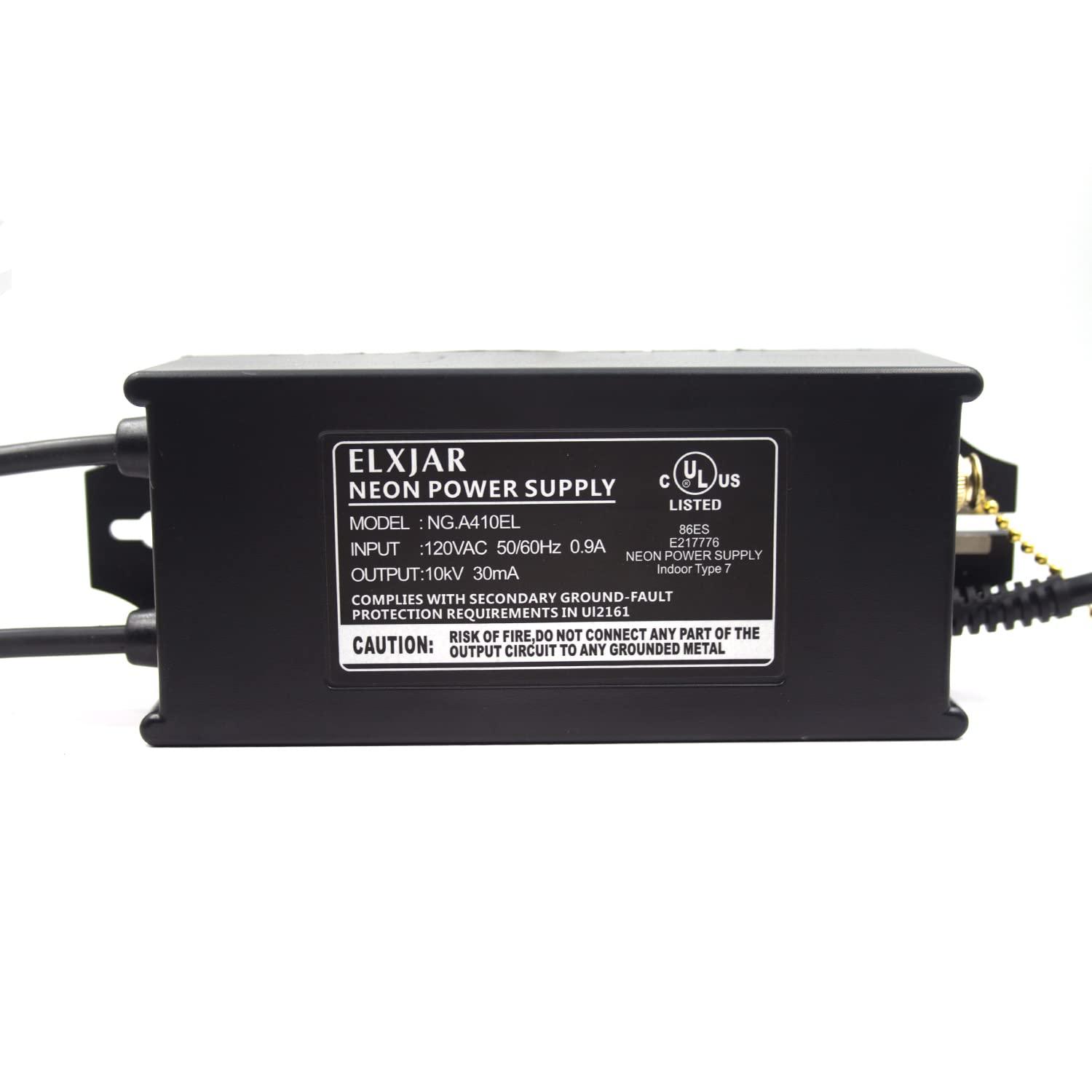 elxjar 10KV 30mA 10000V Power Supply for Glass Neon Sign Electronic Neon Light Transformer with UL Approval