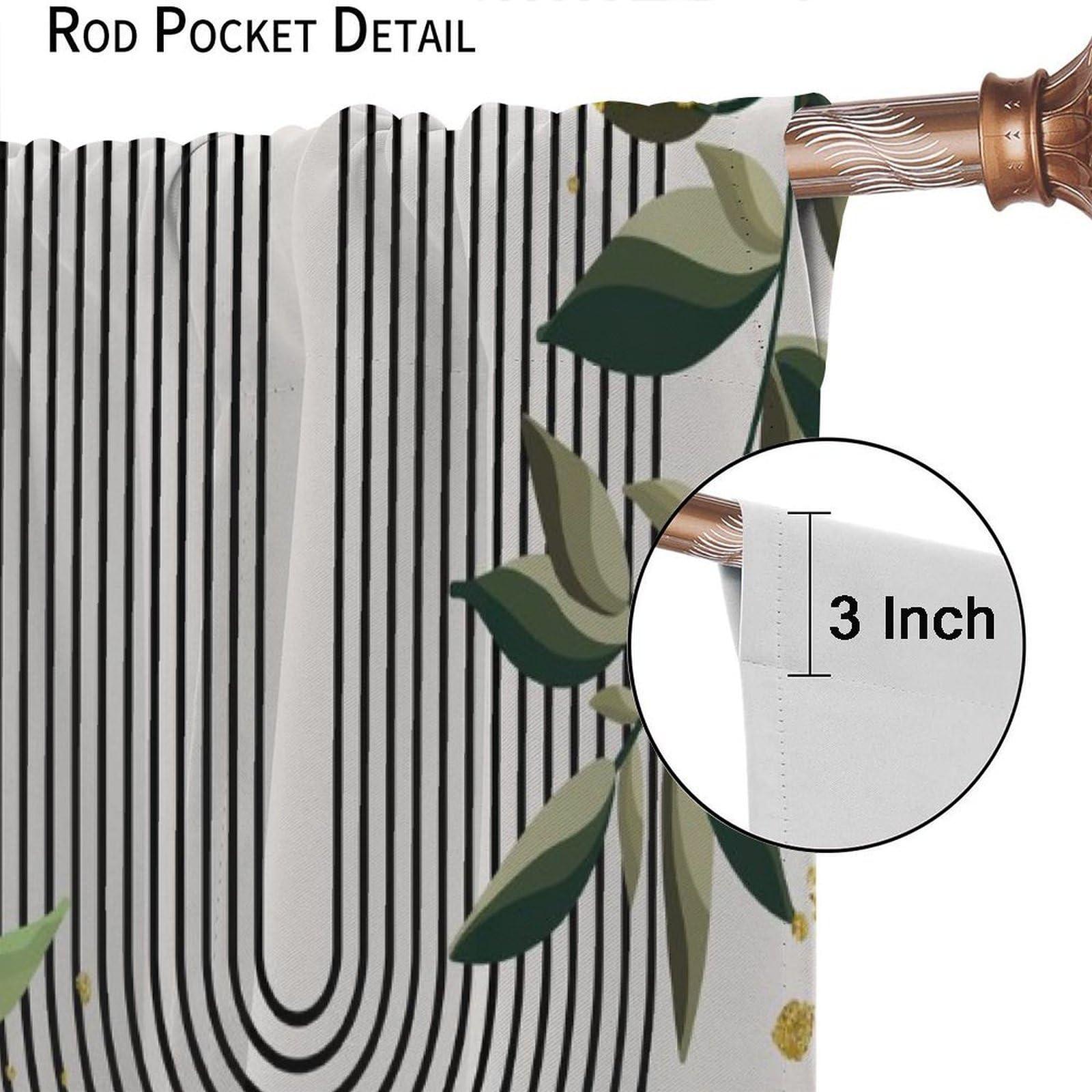 SENRUEGT SENRUEGT Mid Century Leaf Curtains,Abstract Leaf Sun Modern Minimalist Bedroom Window Treatments,Boho Green Plants Living Room Kitchen Window Drapes 42x54 Inch, Style