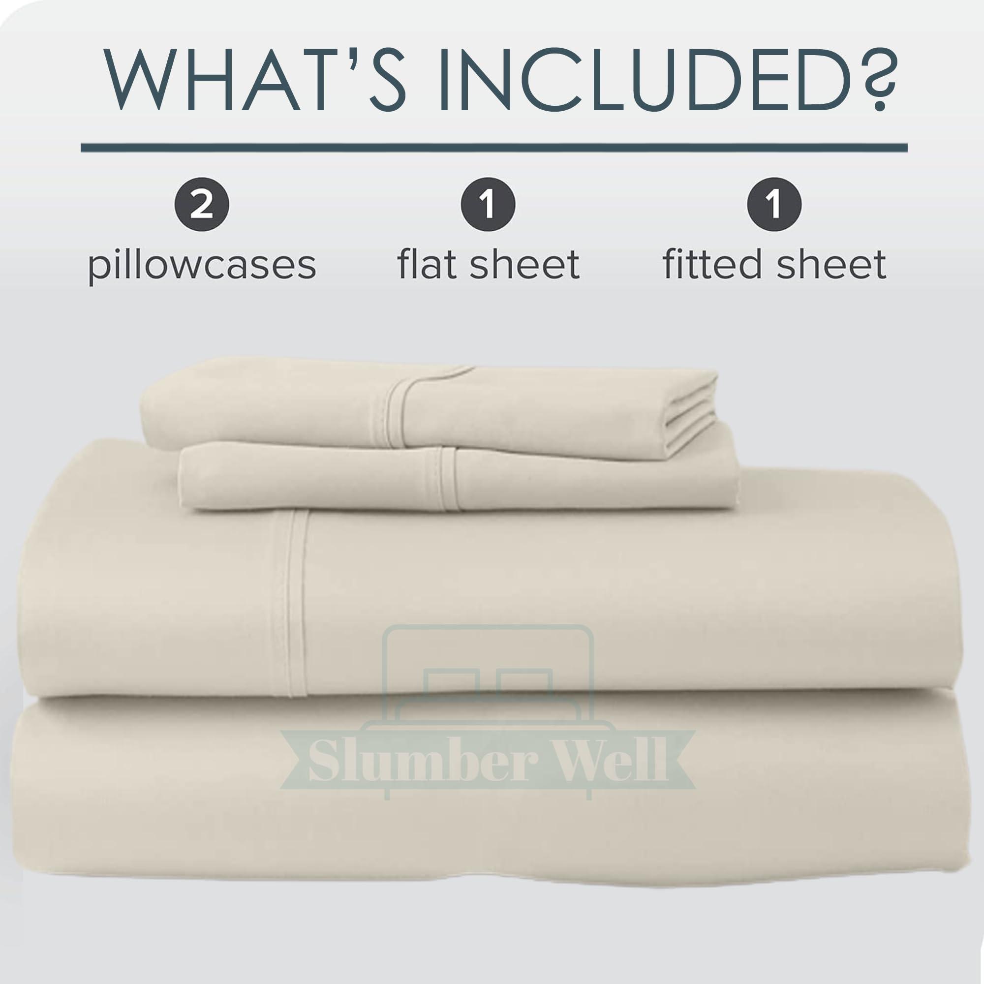 SlumberWell Top Split King Sheets Sets for Adjustable Bed - Split Head Flex King Sheet Set - 16 Inch Deep Pocket Fitted Sheet - Split Down 34 inches from The Top - Sleep Number Sheets Split Top King - Ivory Solid