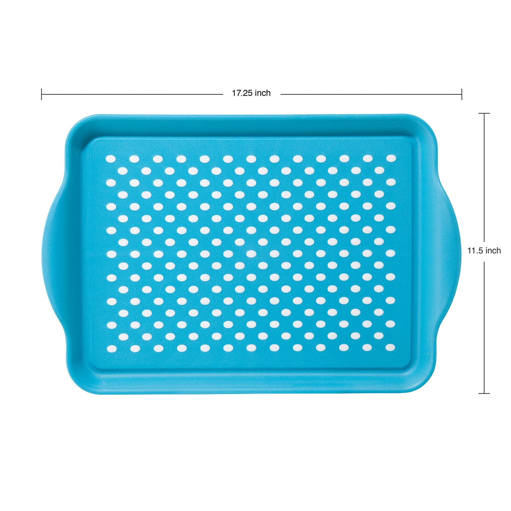 Oggi OGGI Anti Slip Serving Tray with Handles- Blue Rectangle Tray - Ideal Tray for Eating, Breakfast Tray, Food Tray, Appetizer Tray, Serving