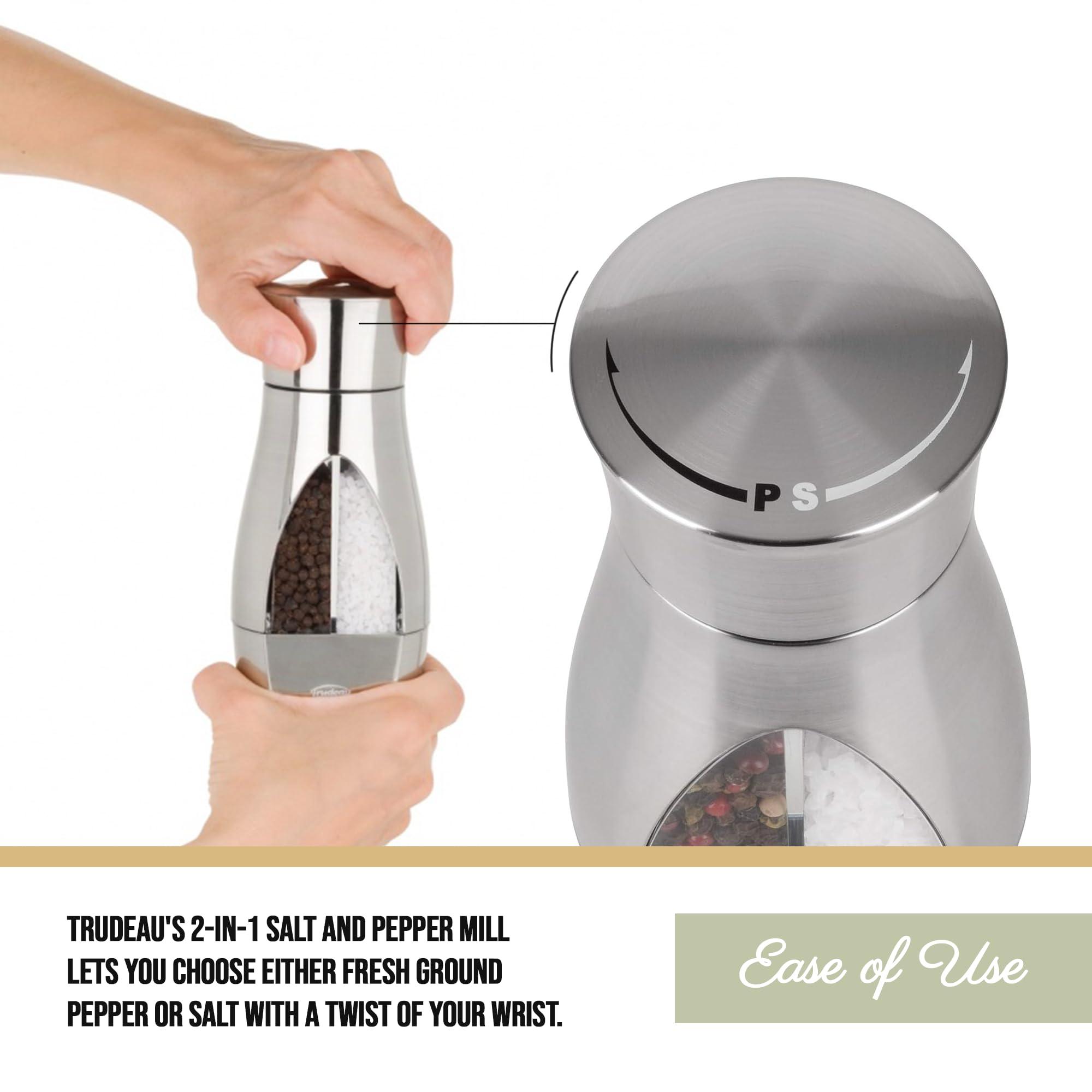 Trudeau Trudeau - 716451 Trudeau Stainless Steel Manual 2-in-1 Salt and Pepper Mill, 7.5 inches, Silver