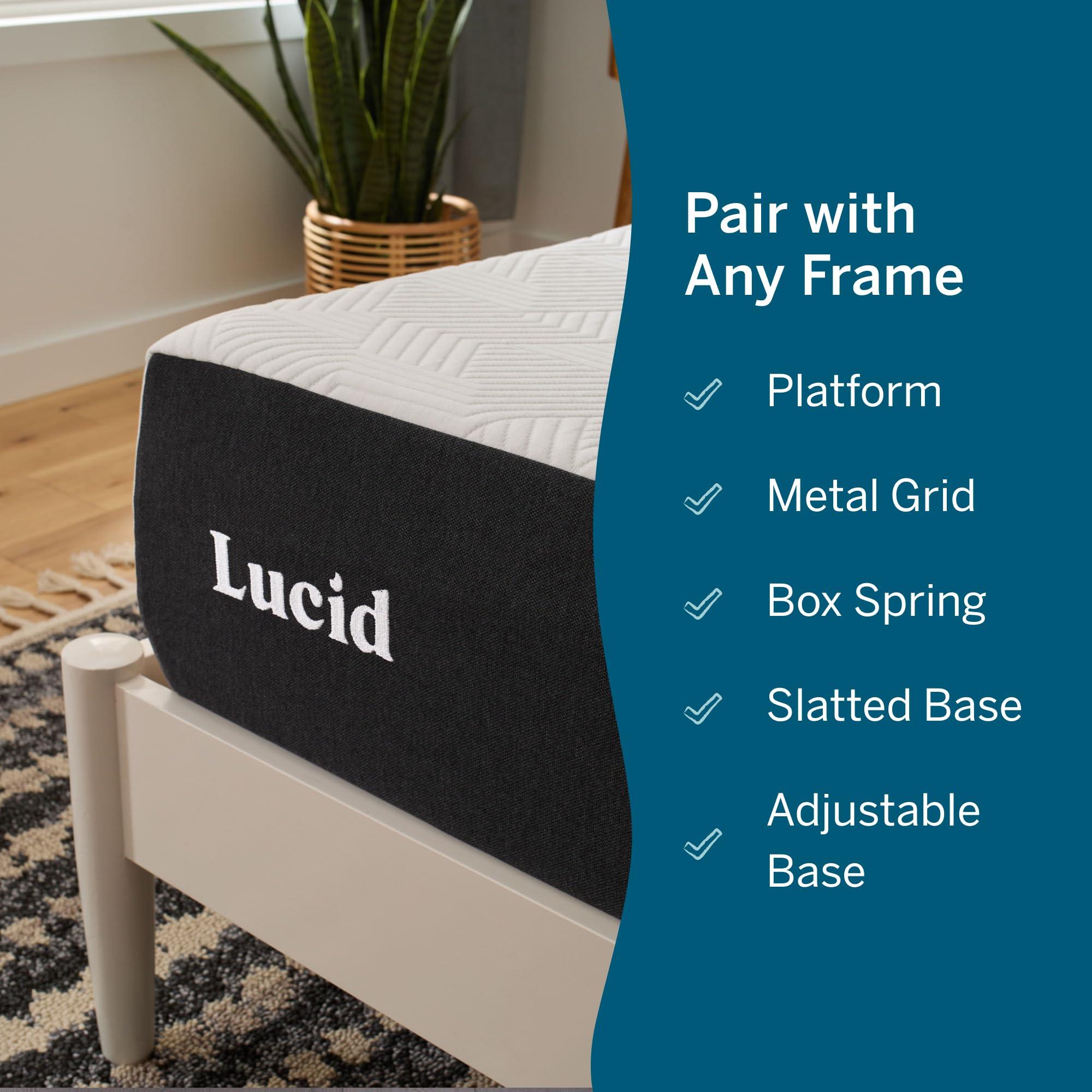 LUCID LUCID 10 Inch Memory Foam Mattress - Medium Feel - Infused with Bamboo Charcoal and Gel - Bed in a Box - Temperature Regulating - Pressure Relief - Breathable - Twin XL Size