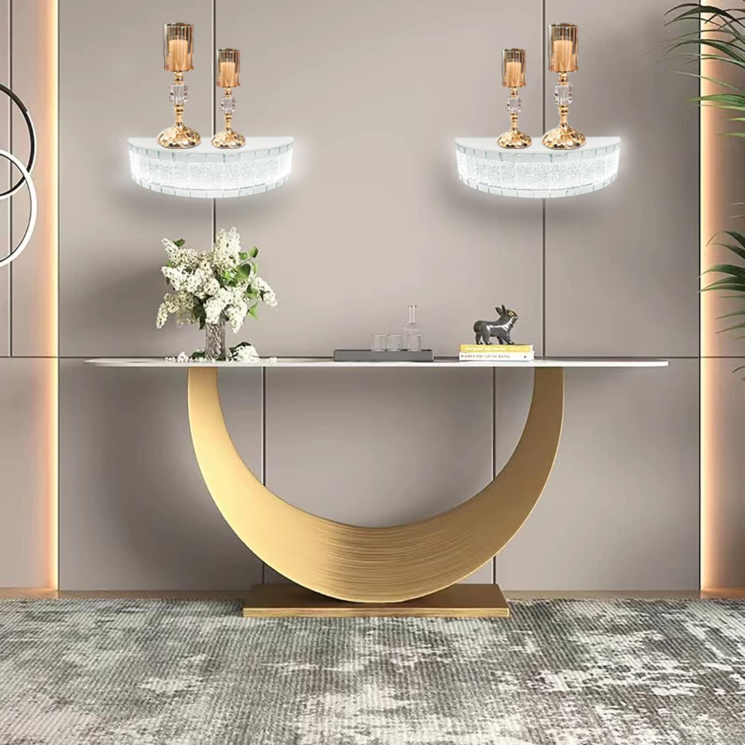 TACIDON TACIDON Glowing Mirrored Floating Wall Shelf. Sparkling Crystal Crush Diamond Mirrored Shelf. Mirror Floating Shelves for Wall Decor. Suitable for Bedroom, Bathroom or Living Room.(15.2x6.2x3)