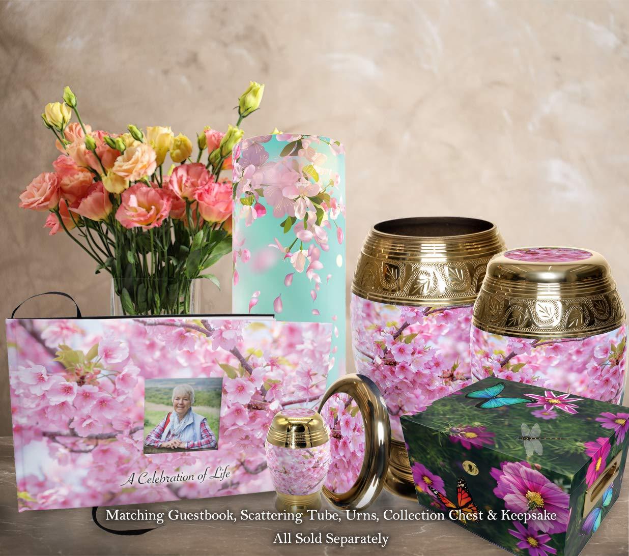 COMMEMORATIVE CREMATION URNS Cherry Blossom Cremation Urn for Ashes Adult Male & Female Personalized Cremation Urns for Human Ashes Adult Female Decorative Urns for Ashes -Beautiful Handcrafted Small Urn for Ashes for Women & Men